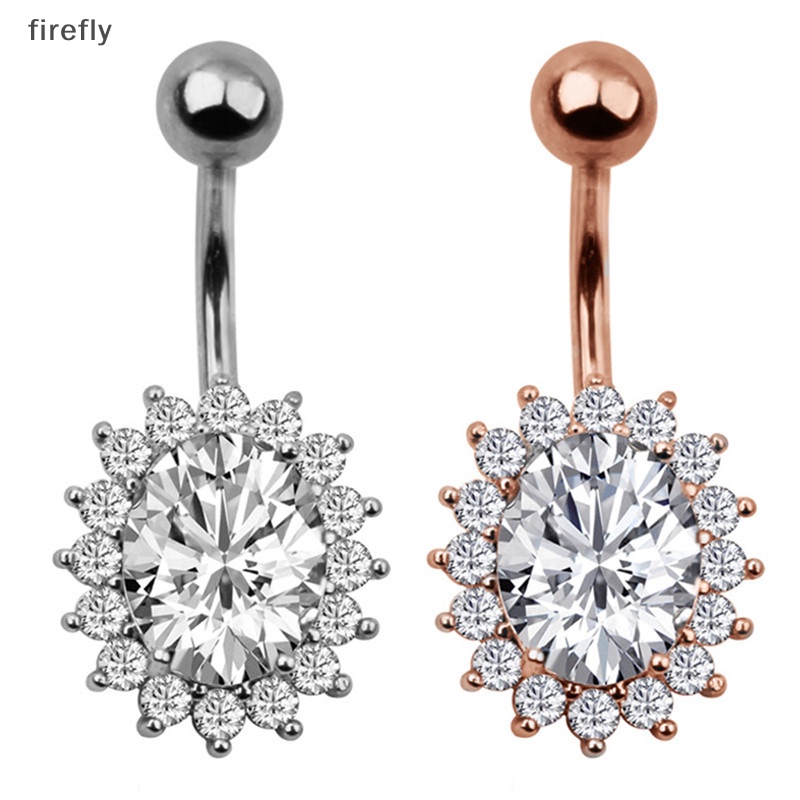 Khuyên Rốn Bằng Thép Không Gỉ Đính Đá Pha Lê