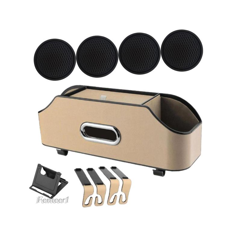 [Fenteer1] Túi Da PU Đựng Cốc / Khăn Giấy Gắn Ghế Ngồi Xe Hơi Chống Rách