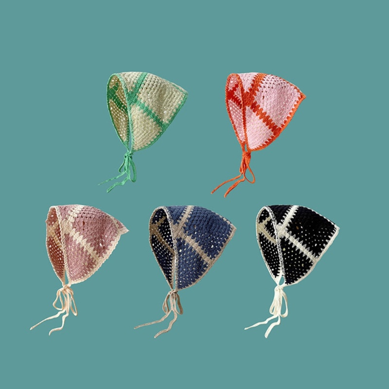 Băng Đô Cài Tóc Co Giãn Hình Tam Giác Họa Tiết Kẻ Sọc Độc Đáo Thời Trang Xuân Hè Cho Nữ