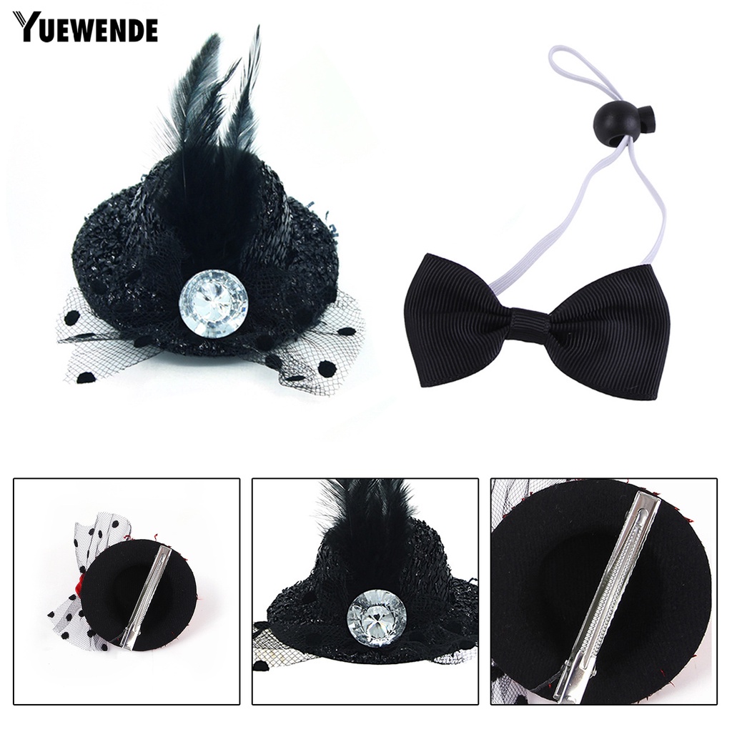 Yq.e 1 Set Mũ Lông Vũ Thắt Nơ Bằng Vải Nỉ Thân Thiện Với Da Không Gây Kích Ứng Dễ Sử Dụng Dành Cho Thú Cưng
