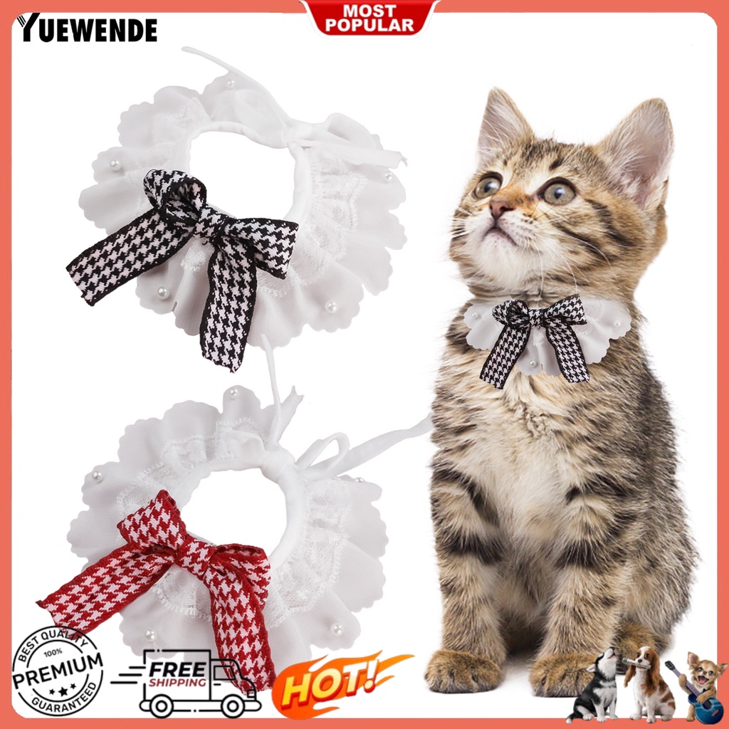 Yq.e Khăn Choàng Cổ Thắt Nơ Viền Ren Mềm Mại Thoải Mái Độ Ổn Định Cao Trang Trí Bên Ngoài Cho Thú Cưng