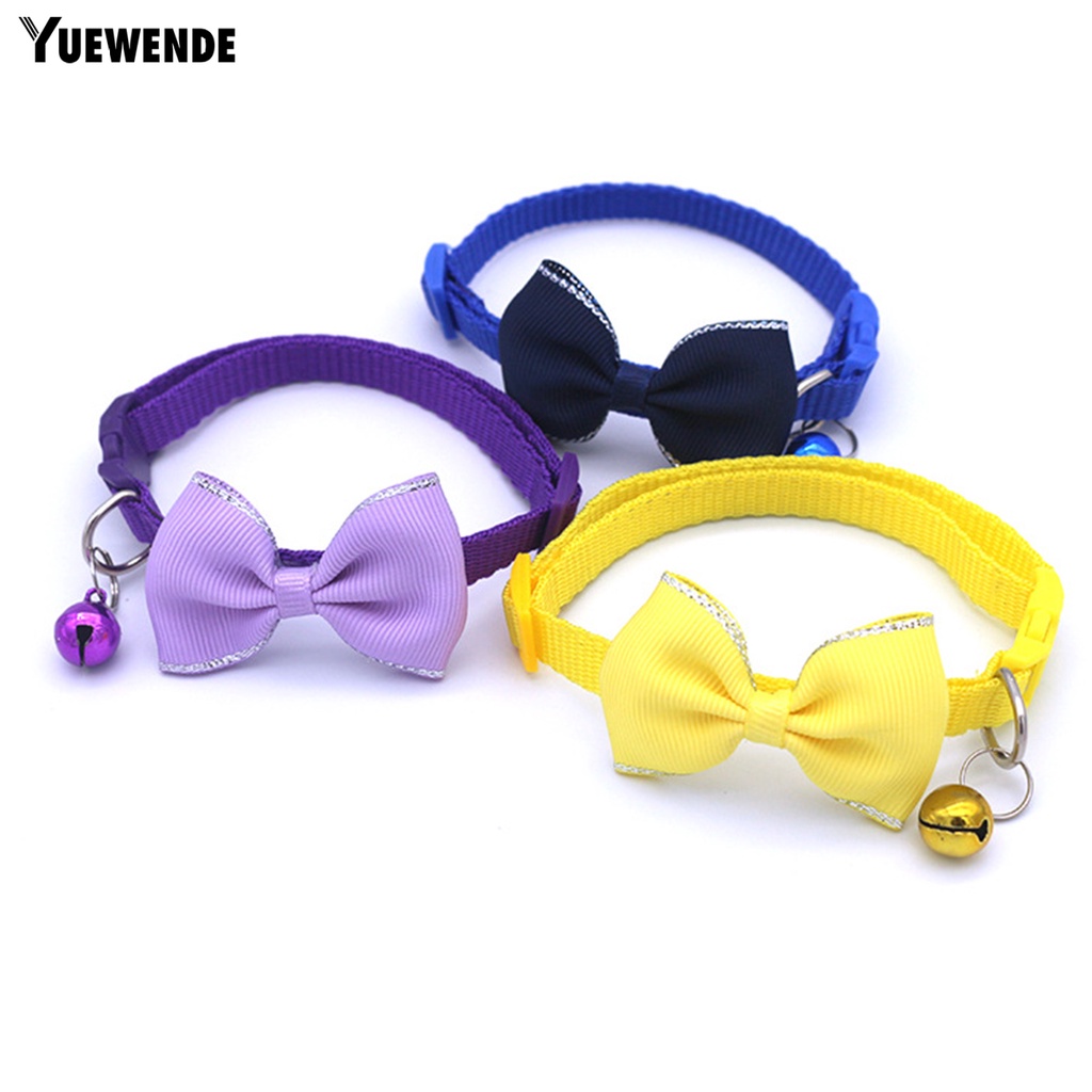 Yq.e Vòng Cổ Thắt Nơ Màu Trơn Dễ Thương Có Chuông Giáng Sinh Cho Mèo Cưng