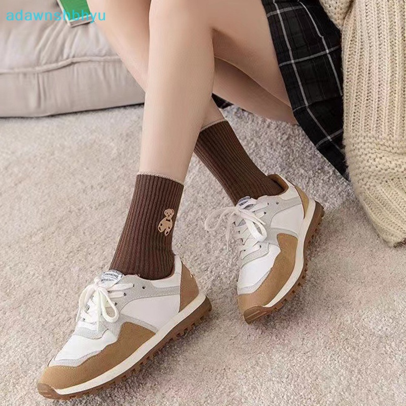 Set 5 Đôi Tất Cổ Cao In Hình Gấu Hoạt Hình Thời Trang Mùa Đông Cho Nữ