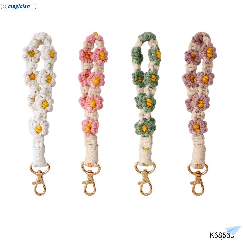 Vòng Đeo Tay Gắn Móc Khóa Chống Thất Lạc Họa Tiết Hoa Cúc Phong Cách Bohemian