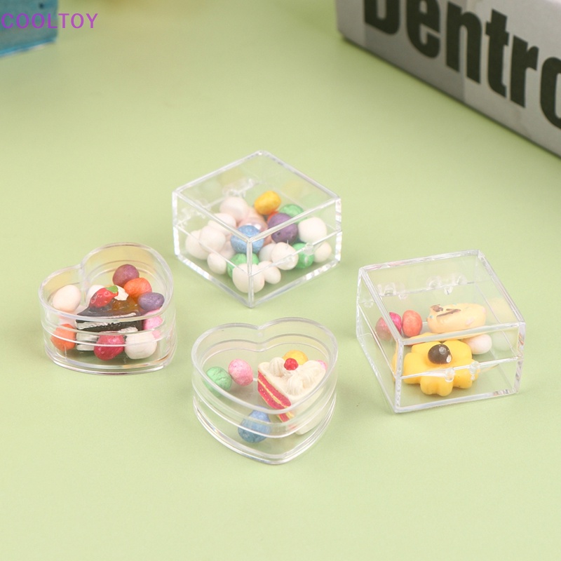 Cooltoy Bộ 2 Hộp Đựng Trang Sức Hình Vuông / Trái Tim Mini Trang Trí Nhà Búp Bê