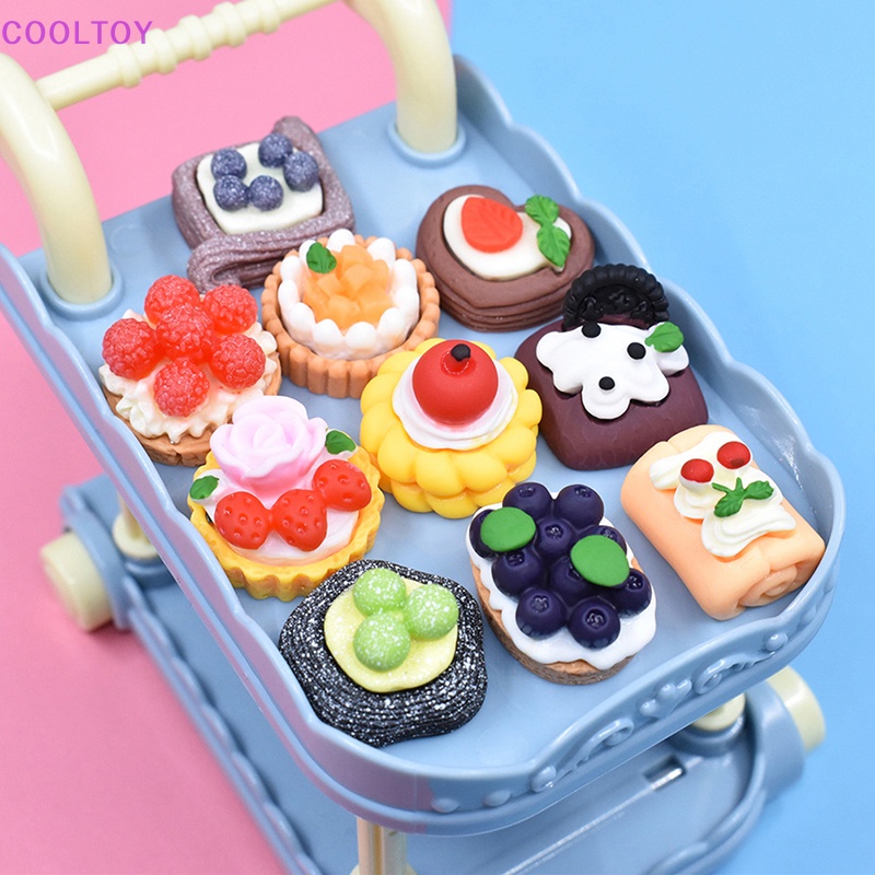 Set 10 Mô Hình Bánh Kem Tráng Miệng Trang Trí Nhà Búp Bê DIY