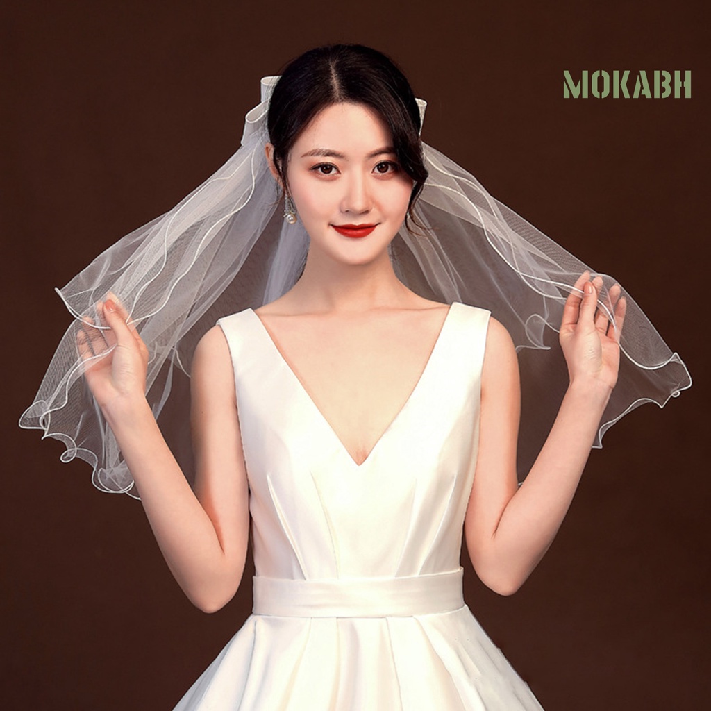 [Mokabh] Mạng Che Mặt Màu Trắng Dài Đẹp Thu Hút Thanh Lịch Thời Gian Uốn Tóc Cho Cô Dâu Cung Cấp