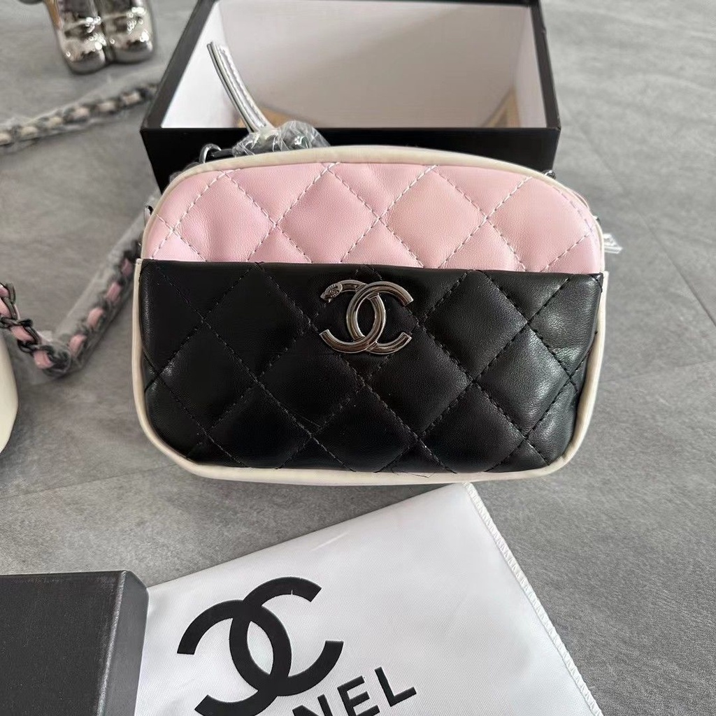 Túi Đeo Chéo Hình Vuông Nhỏ Màu Tương Phản Phối Dây Đeo Sợi Xích Thời Trang Cho Nữ