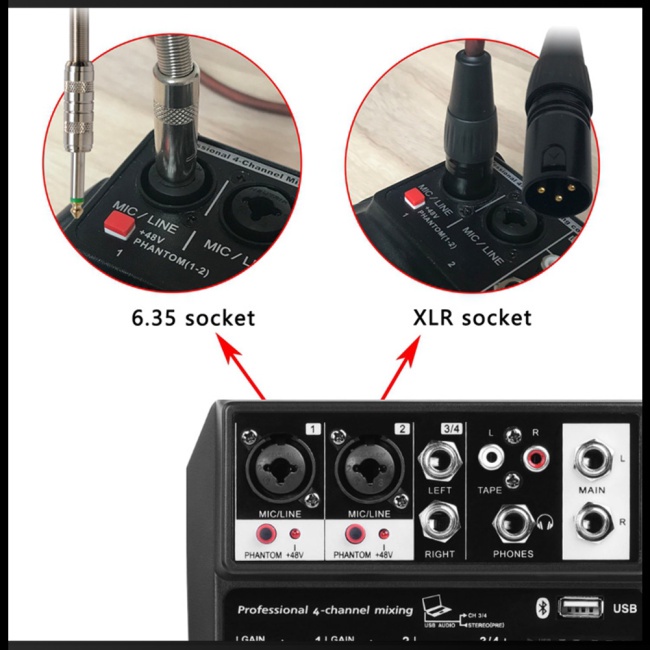 Máy Trộn Âm Thanh Bluetooth 4 Kênh Zevaret C4 Chuyên Dụng Cho Sân Khấu