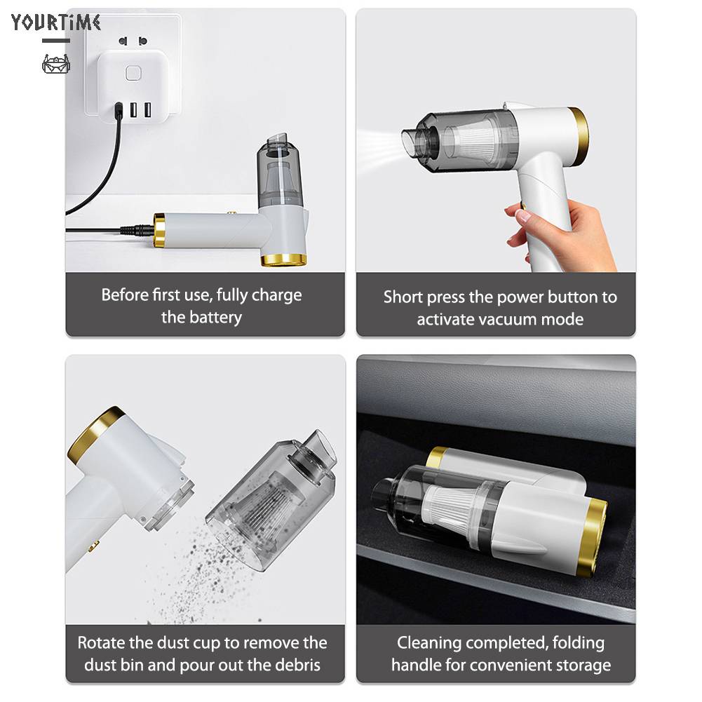 Máy Hút Bụi Mini Cầm Tay 120W 9000Pa Gấp Gọn Tiện Dụng Cho Xe Hơi