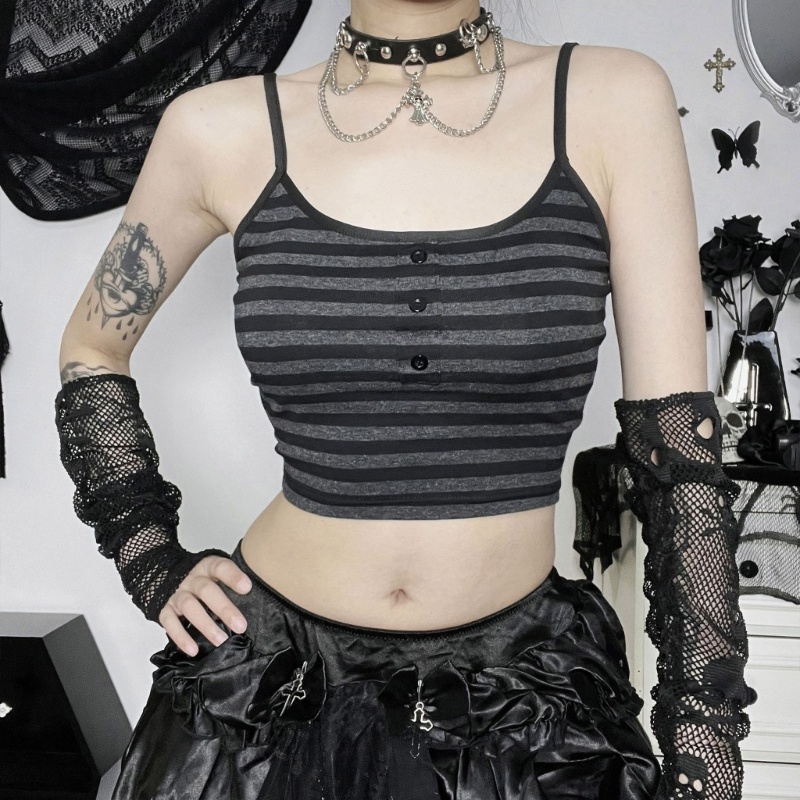 Áo Tank Top Hai Dây Màu Trơn Họa Tiết Kẻ Sọc Đơn Giản Thời Trang Cho Nữ