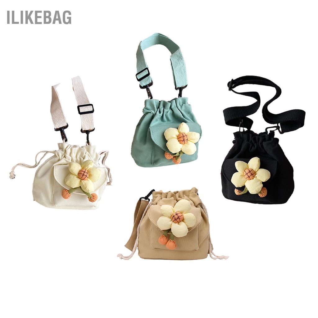 Ilikebag Túi xô xách tay Dây đeo dài Vải bố Ví vai đơn rút cho Du lịch Dự tiệc