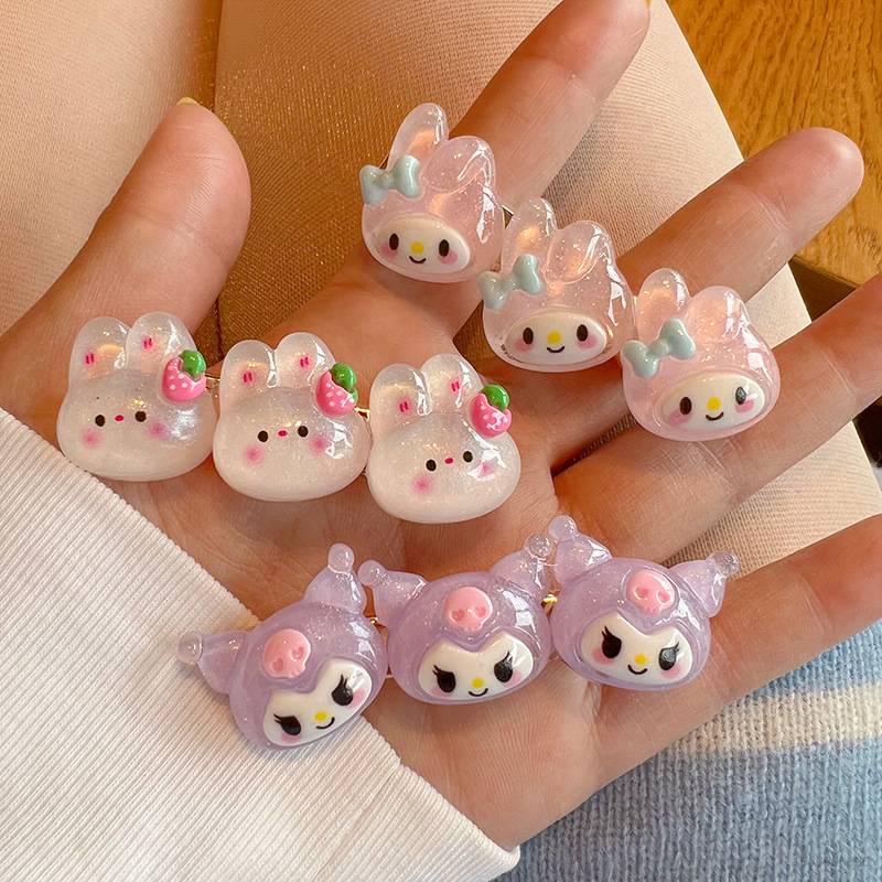SANRIO Kẹp Tóc mymelody Kuromi Trong Suốt Họa Tiết Hoạt Hình Dễ Thương Ngọt Ngào Cho Bé Gái