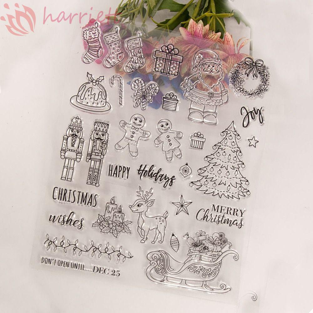 Con Dấu Bằng Silicon Mềm Trong Suốt Hình Vòng Hoa Và Hươu Trang Trí Giáng Sinh DIY