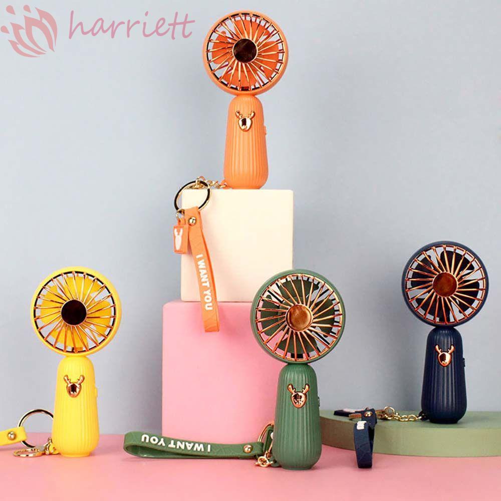 Quạt Điện Mini Cầm Tay Hình Tuần Lộc Có Đèn Ban Đêm Không Gây Tiếng Ồn