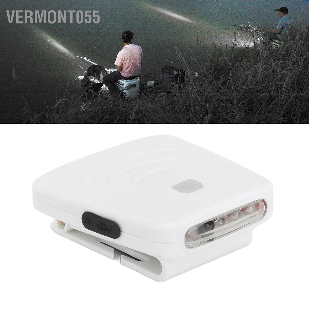 Vermont055 Đội Đầu Sạc Đèn LED Chống Nước Kẹp Trên Nắp Ánh Sáng Cảm Biến Chuyển Động Nón Cho Câu Cá Cắm Trại Đi Bộ Đường Dài Trắng