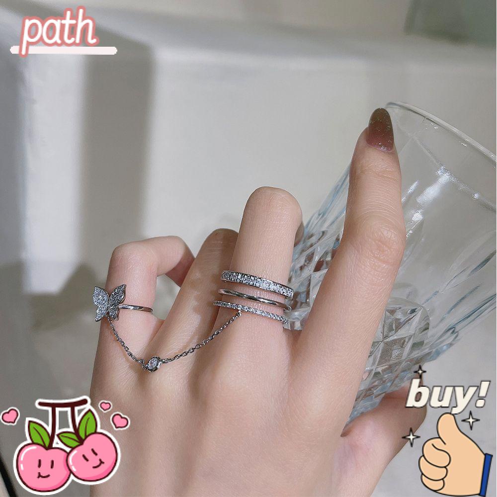 Nhẫn Hình Bướm Thời Trang Xinh Xắn|Vòng Đeo Tay Nhiều Lớp Thời Trang Harajuku Màu Sắc