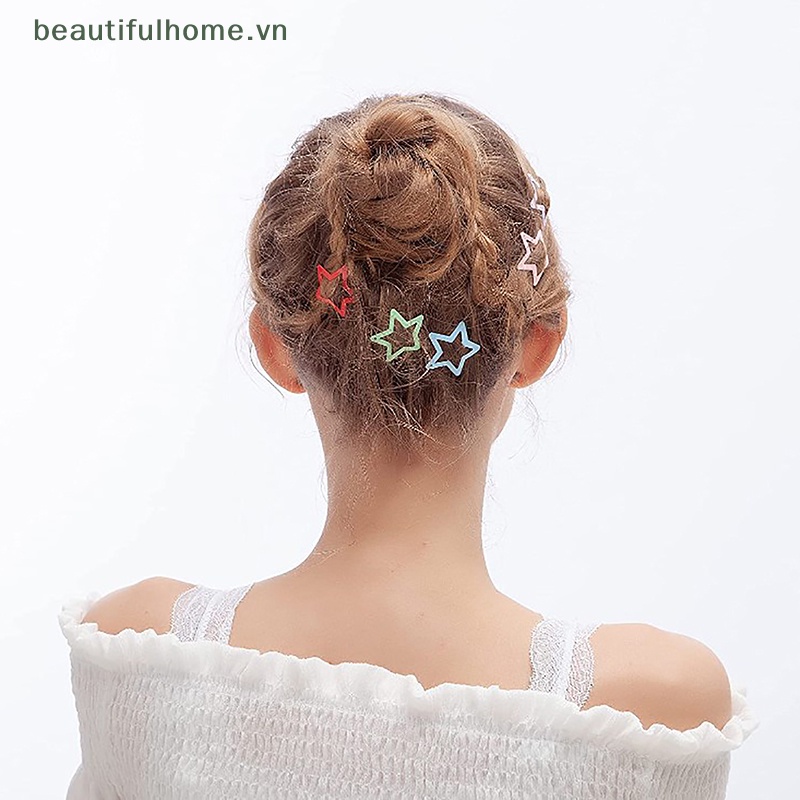 Set 10 Kẹp Tóc Ngôi Sao Bằng Kim Loại Nhiều Màu Dễ Thương Cho Nữ