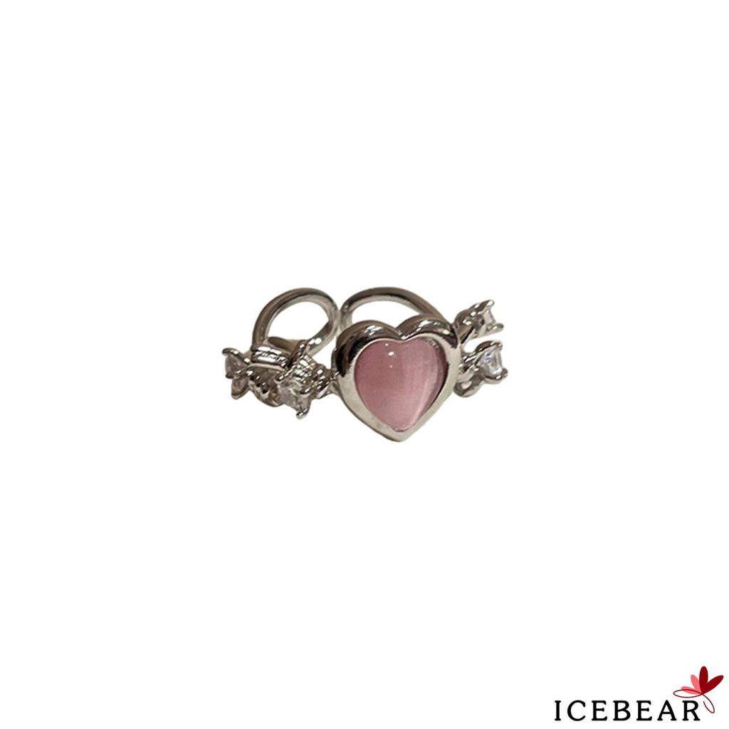 Nhẫn Đính Hôn Đính Đá Pha Lê Hình Trái Tim Có Thể Điều Chỉnh Kích Cỡ Thời Trang Cho Nữ