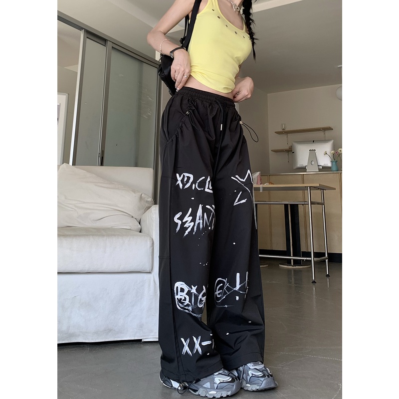 Quần Thể Thao Ống Rộng Họa Tiết Graffiti Thời Trang Mùa Hè