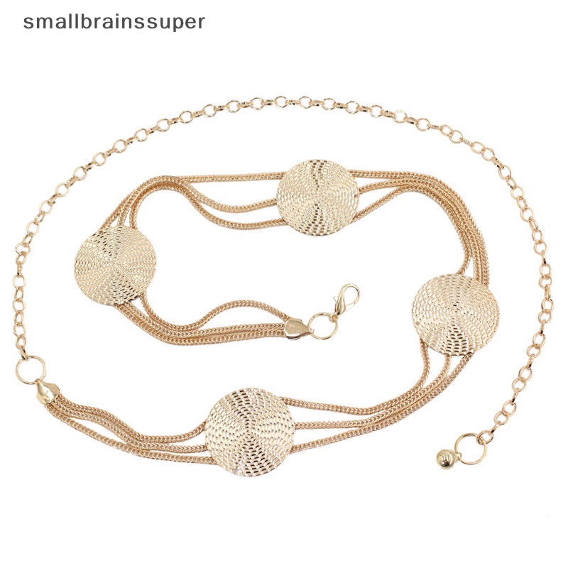 Thắt Lưng Dây Xích Tròn Bằng Kim Loại Màu Vàng Phong Cách Retro Thời Trang Cho Nữ