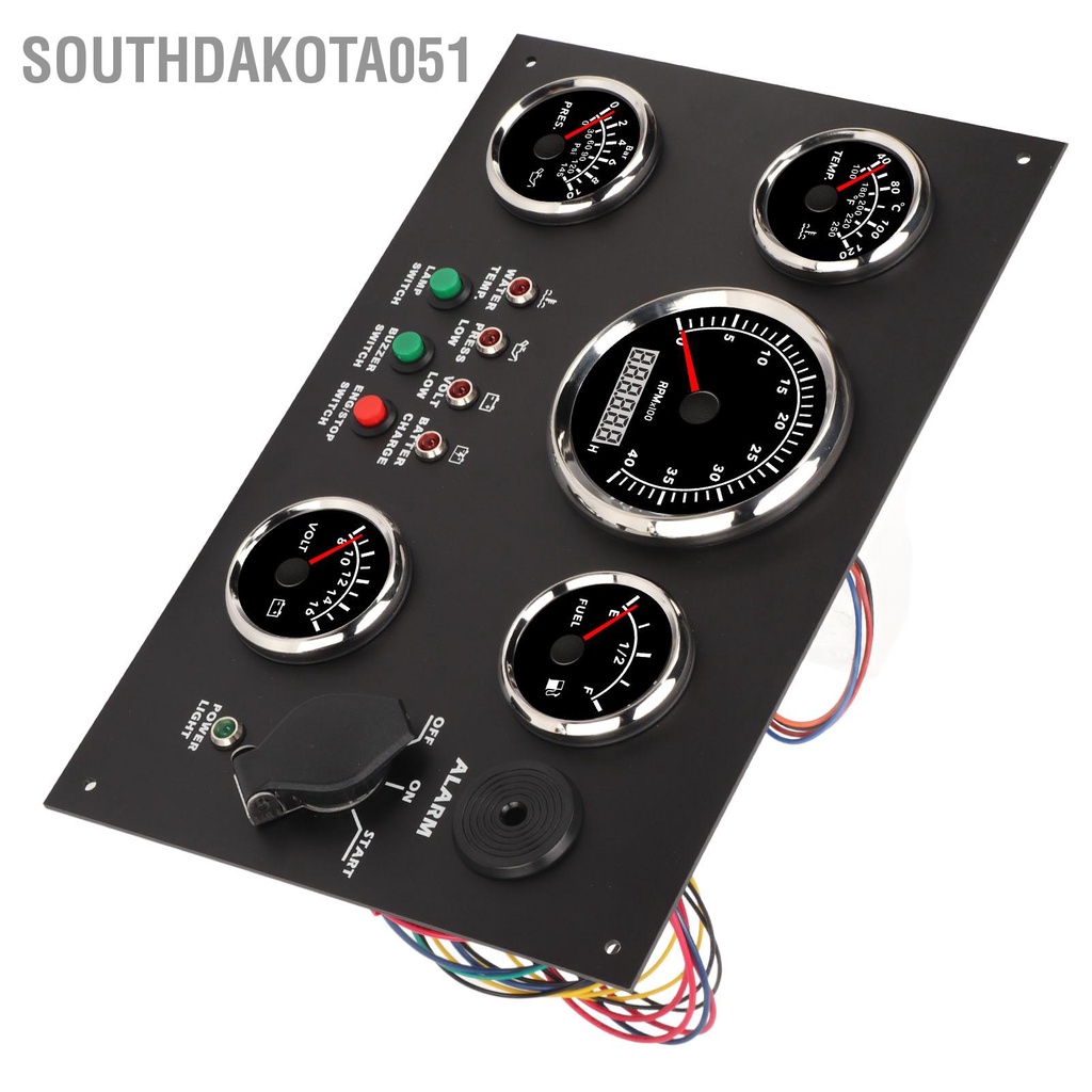 Southdakota051 Thuyền Bảng Dụng Cụ Máy Đo Tốc Độ Mức Nhiên Liệu Nhiệt Nước Đồng Hồ Áp Suất Dầu Vôn Kế 5 Dash Bộ