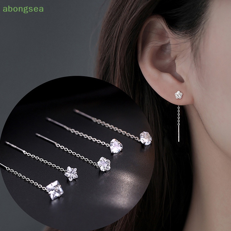 1 Bông Tai Tua Rua Dáng Dài Đính Đá Zircon Hình Ngôi Sao / Trái Tim Thời Trang Cho Nữ