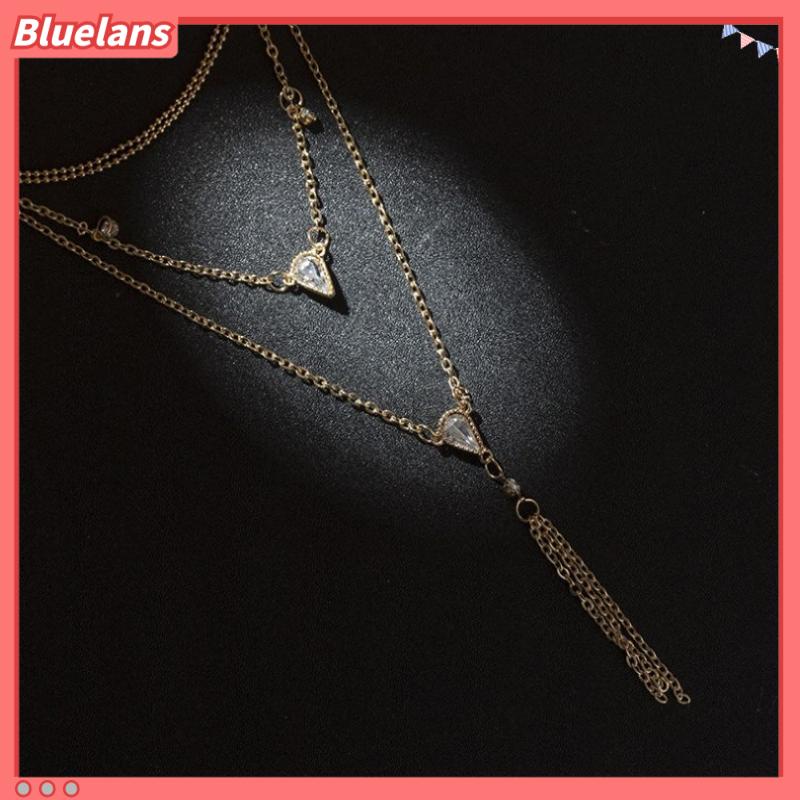 [BLS] Vòng Cổ Nhiều Lớp Đính Kim Cương Hình Giọt Nước