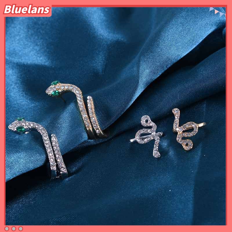 [BLS] Khuyên Tai Hình Rắn Ba Chiều Đính Đá Zircon Vàng Động Vật Phong Cách Retro