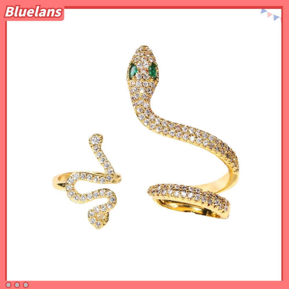 [BLS] Khuyên Tai Hình Rắn Ba Chiều Đính Đá Zircon Vàng Động Vật Phong Cách Retro