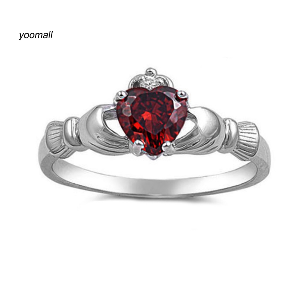 Nhẫn Đính Hôn Bằng Đồng Đính Đá Hình Trái Tim Sang Trọng Cho Nữ