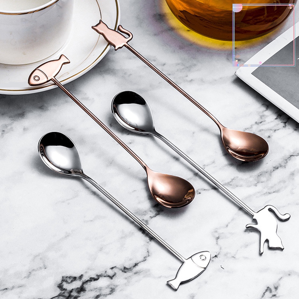 Muỗng Cà Phê Bằng Thép Không Gỉ Hình Mèo Dễ Thương