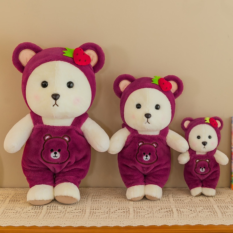 Búp Bê Gấu Ăn Dâu Tây Mềm Mại Dễ Thương Sáng Tạo Có Thể Tháo Rời