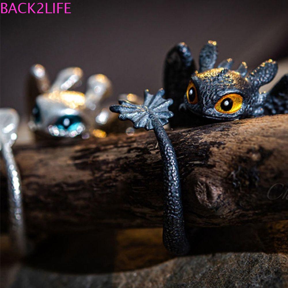 Nhẫn Hợp Kim Rộng Họa Tiết Hoạt Hình Động Vật Đơn Giản Phong Cách Punk Hàn Quốc Back2Lifeen