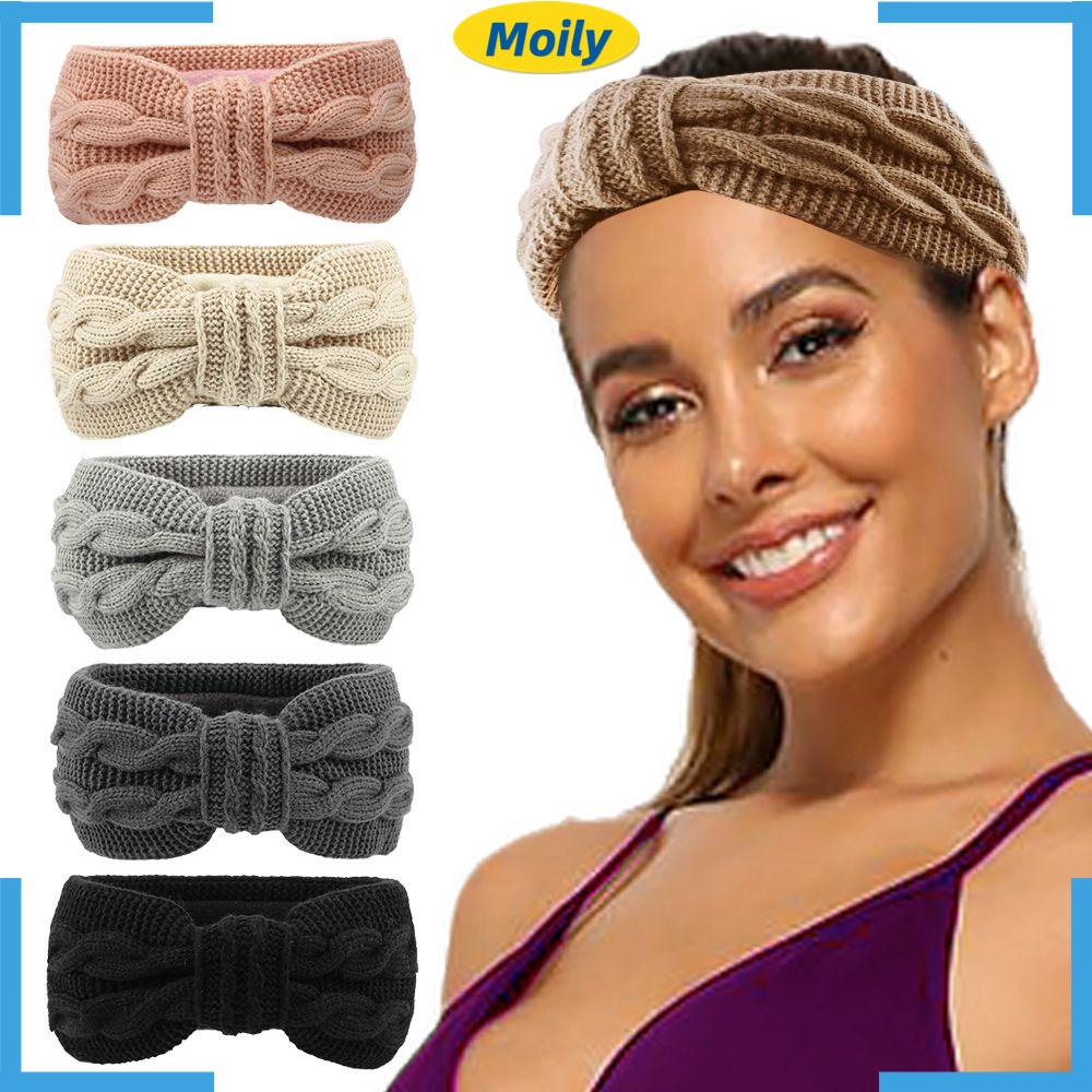 Băng Đô Dệt Kim Vải Lông Cừu Co Giãn Bản Rộng Thời Trang Thu Đông