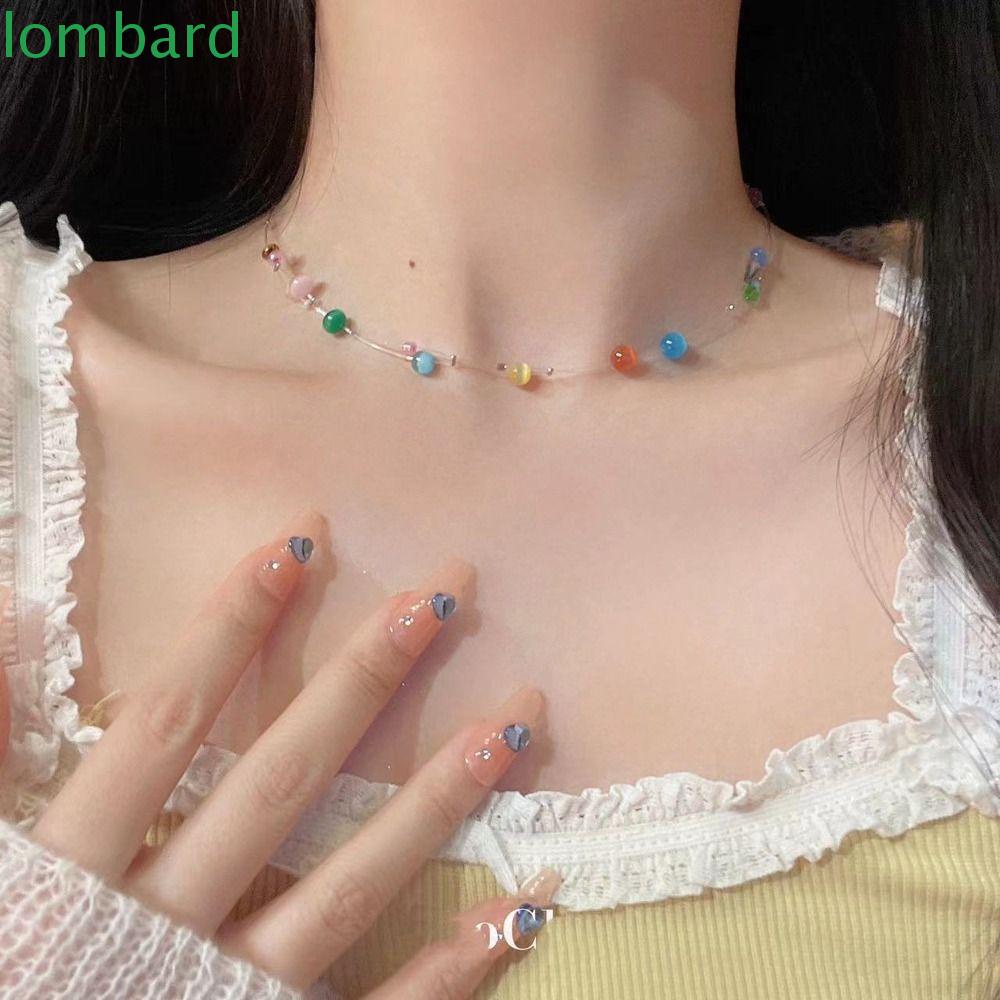 Vòng cổ Hợp Kim Y2k Đính Hạt Nhiều Màu Phong Cách Vintage Hàn Quốc