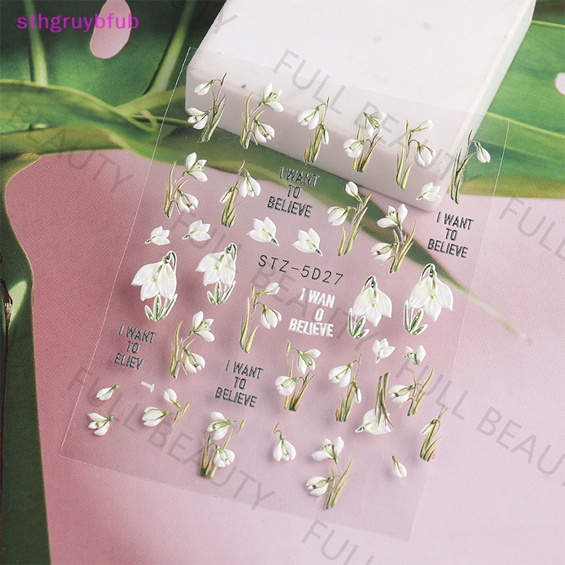 Miếng Dán Trang Trí Móng Tay 5D Hình Hoa Tuyết