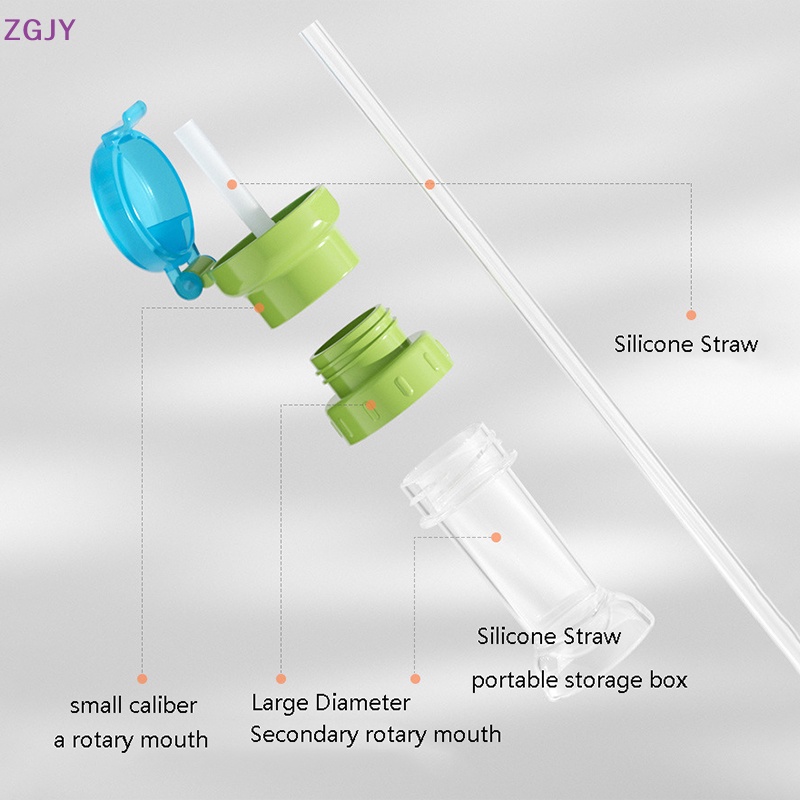 Bình Nước Silicone 2 Trong 1 Chống Bụi Bẩn Kèm Ống Hút Tiện Dụng Mới