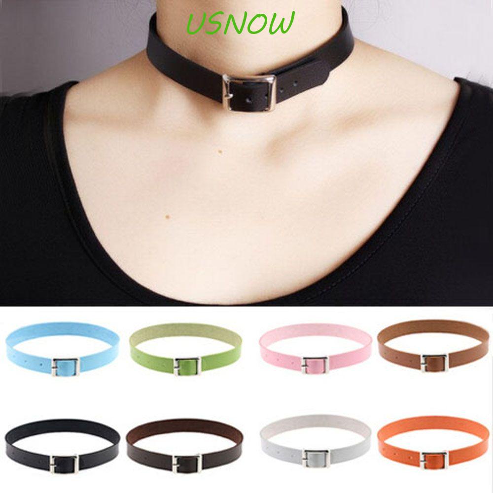 USNOW Vòng Cổ Choker Da PU Phong Cách Punk Thời Trang