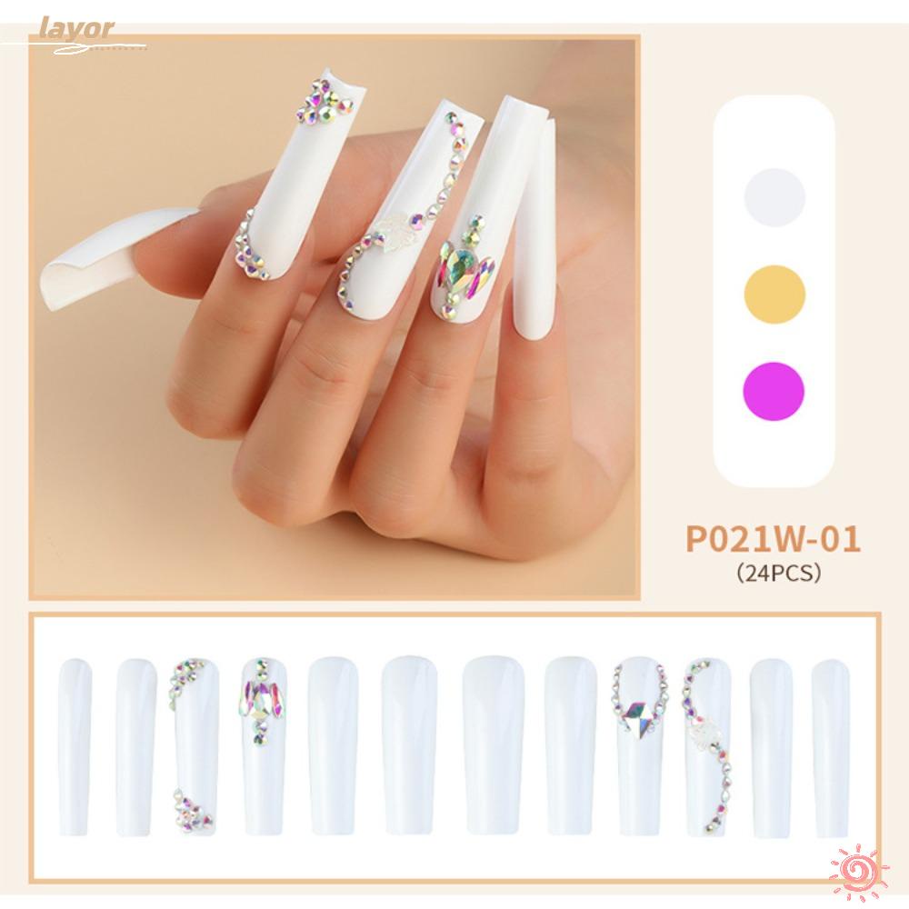 LAY Bộ 24 Móng Tay Giả Che Phủ Toàn Diện Cho Nữ Múa Ba Lê