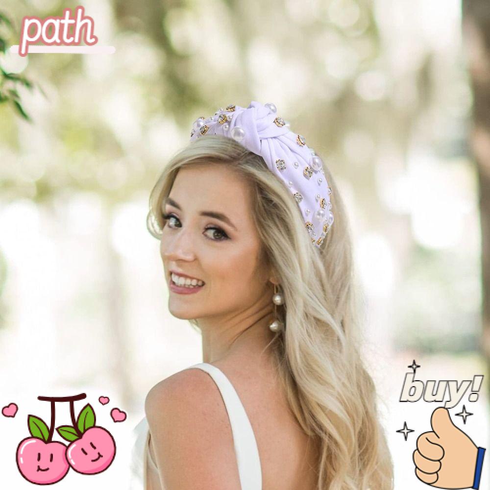 PATH Băng Đô Cài Tóc Bản Rộng Thắt Nút Lấp Lánh Cho Cô Dâu