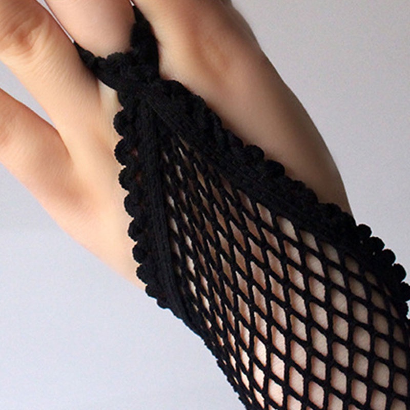 1 Đôi Găng Tay Ren Dài Hở Ngón Quyến Rũ