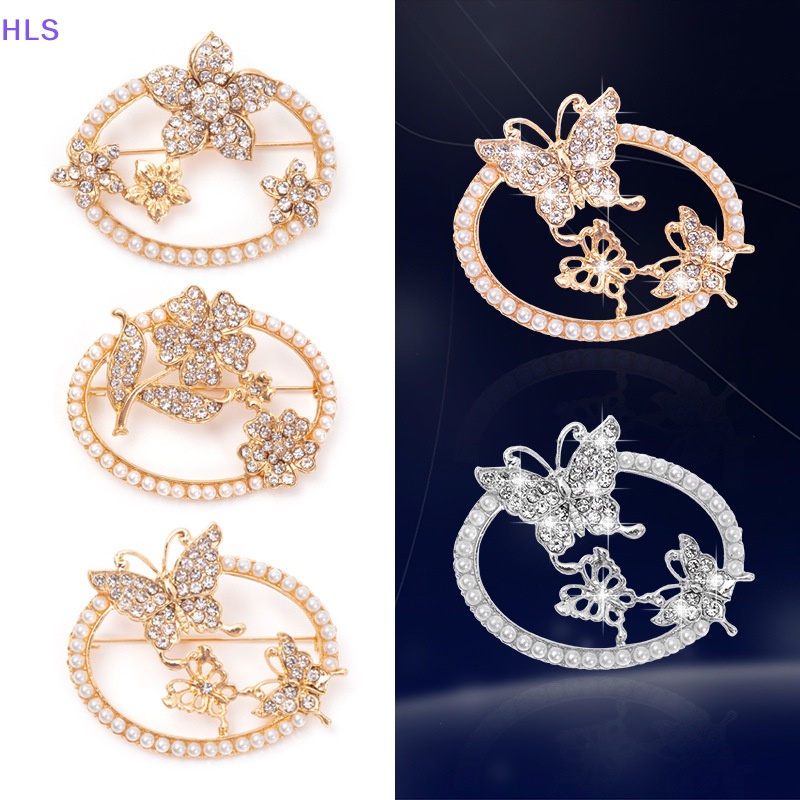 Ghim Cài Áo Hình Tròn Đính Ngọc Trai / Bướm Thời Trang Chống Ánh Sáng