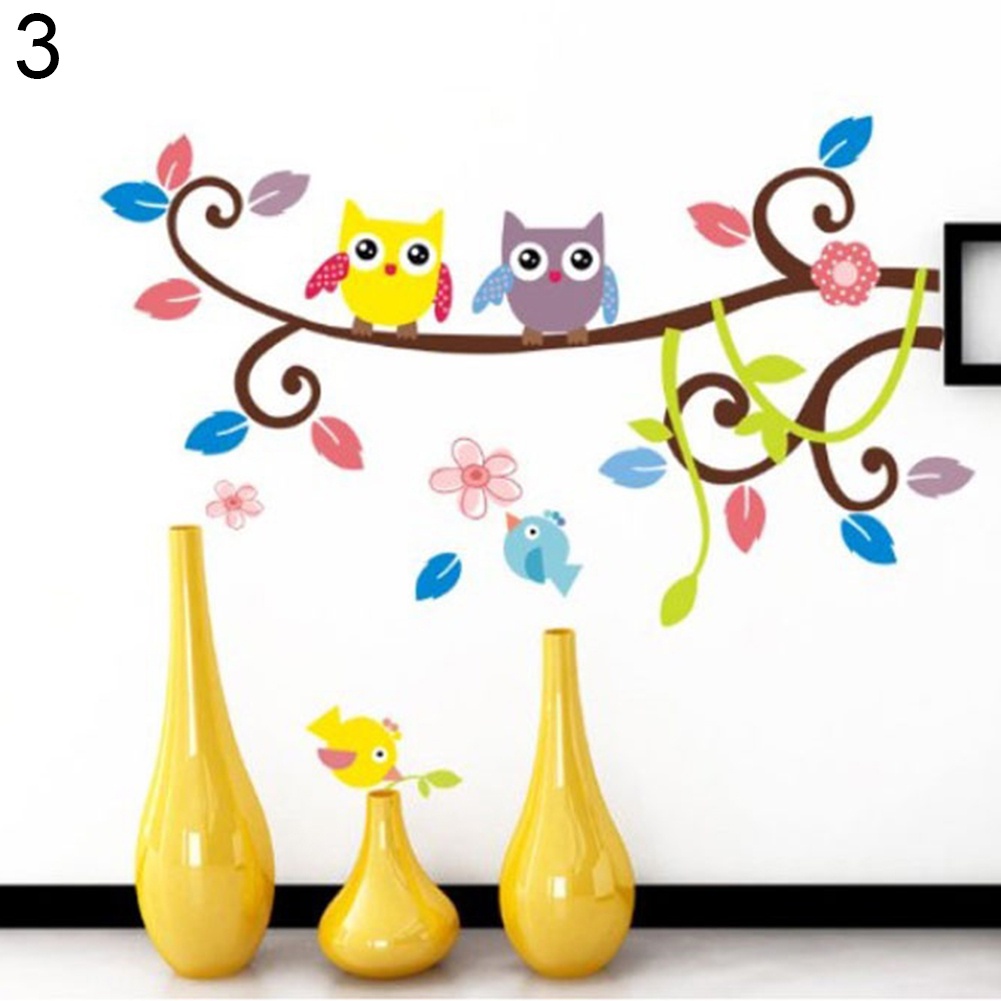 Miếng Dán Tường Trang Trí Hình Chim Cú Hoạt Hình Tháo Rời Được DIY Dành Cho Phòng Ngủ Trẻ Em