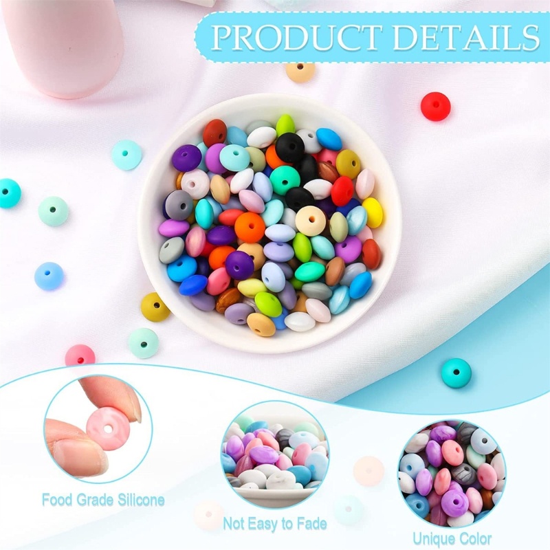 Set 240 Hạt Silicone Xỏ Vòng Tay / Vòng cổ / Móc Khóa DIY Không Độc Hại Dành Cho Người Lớn