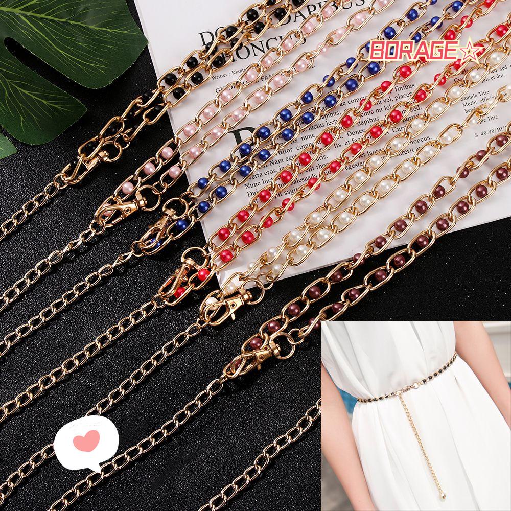 BORAG Thắt Lưng Dây Xích Mảnh Đính Hạt Trang Trí Quần Áo Cho Nữ