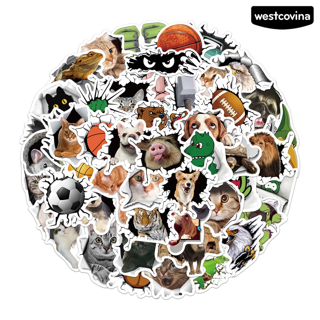 [WSTN]✎Bộ 50 Miếng Dán Tự Dính Hình Mặt Trăng Và Động Vật Trang Trí