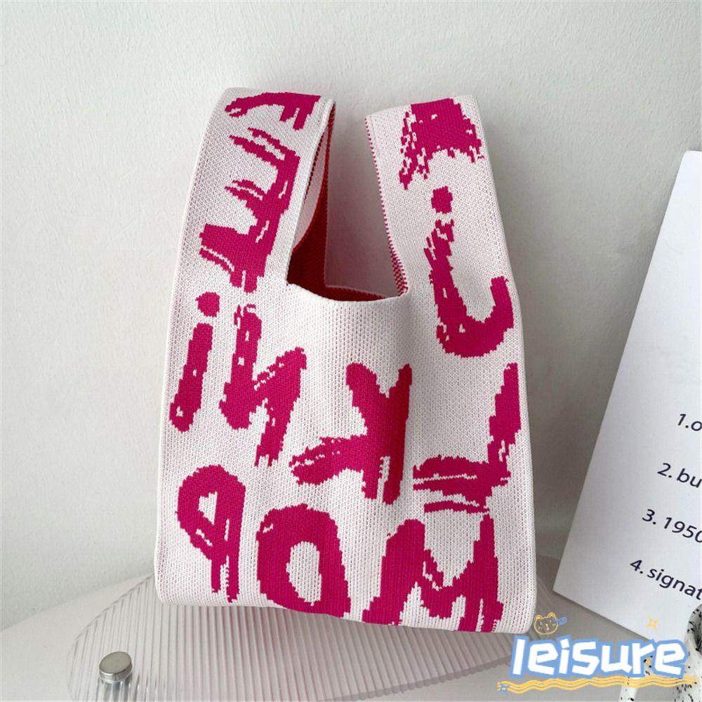 LEISURE Túi Xách Đan Len Thiết Kế Thắt Nút Xinh Xắn Cho Nữ