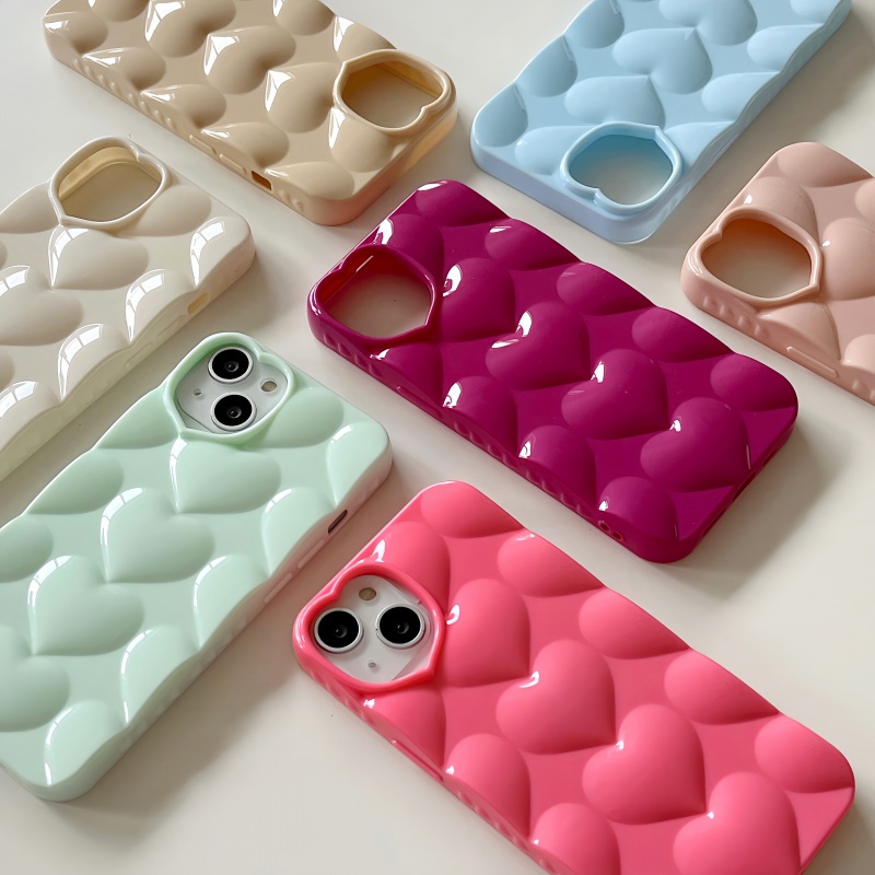 Ốp Điện Thoại Mềm Họa Tiết Trái Tim 3D Cho iPhone 11 12 12Pro 12promax 13 13Pro 13promax 14 14Pro 14promax 11