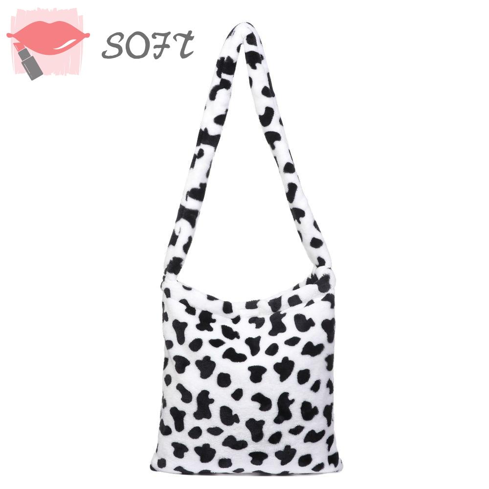 SOFTNESS Túi Đeo Chéo Phủ Lông Cỡ Lớn Thời Trang Sành Điệu Dành Cho Nữ